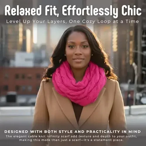 Funky Junque Ayollar uchun Infinity Sharf - Katta hajmli qishki sharf, Rangli kuzgi sharflar, Yumshoq sviter o'rash qulay uslub - 3