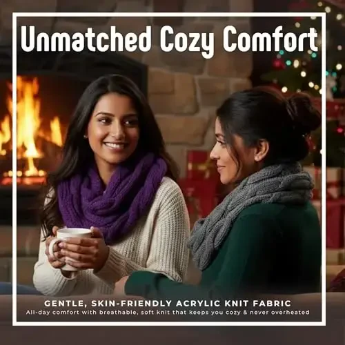 Funky Junque Ayollar uchun Infinity Sharf – Katta hajmli Qishki Sharf, Rangli Kuzgi Sharflar, Yumshoq Sviter O'rash Qulay Uslub - 2