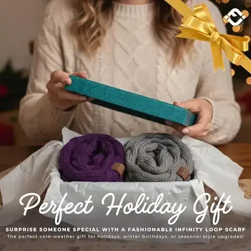 Funky Junque Ayollar uchun Infinity Sharf – Katta hajmli Qishki Sharf, Rangli Kuzgi Sharflar, Yumshoq Sviter O'rash Qulay Uslub - 3