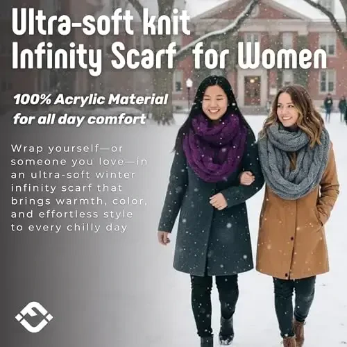 Funky Junque Ayollar uchun Infinity Sharf – Katta hajmli Qishki Sharf, Rangli Kuzgi Sharflar, Yumshoq Sviter O'rash Qulay Uslub - 6