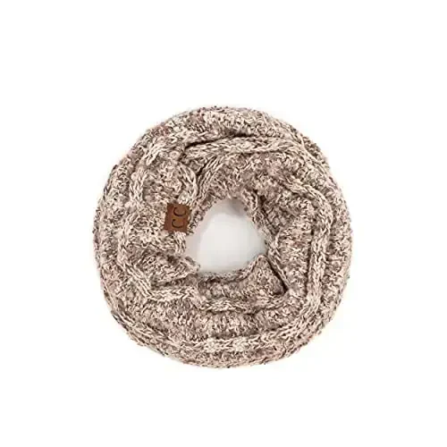 Funky Junque Cozy Ribbed Cable Knit Infinity Scarf Wrap - Mother's Day Gift - for Women 