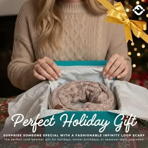 Funky Junque Cozy Ribbed Cable Knit Infinity Scarf Wrap - Mother's Day Gift - for Women - 6