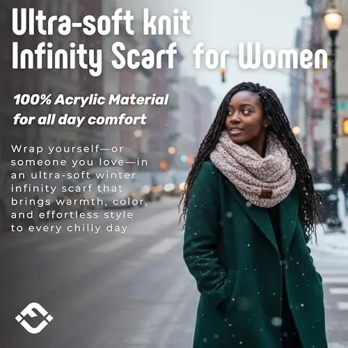 Funky Junque Cozy Ribbed Cable Knit Infinity Scarf Wrap - Mother's Day Gift - for Women - 3