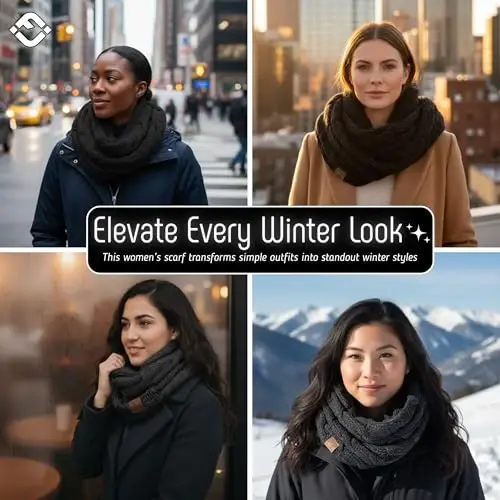Funky Junque Cozy Ribbed Cable Knit Infinity Scarf Wrap - Mother's Day Gift - for Women - 5