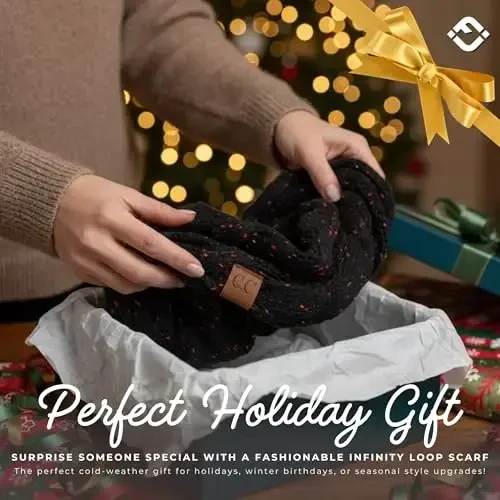 Funky Junque Cozy Ribbed Cable Knit Infinity Scarf Wrap - Mother's Day Gift - for Women - 6