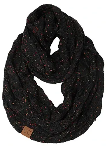 Funky Junque Cozy Ribbed Cable Knit Infinity Scarf Wrap - Mother's Day Gift - for Women 