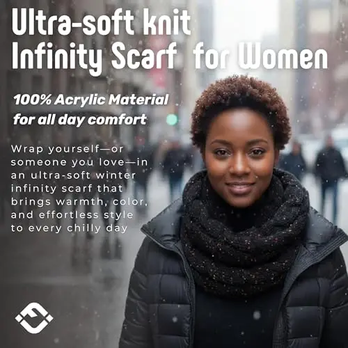 Funky Junque Cozy Ribbed Cable Knit Infinity Scarf Wrap - Mother's Day Gift - for Women - 2