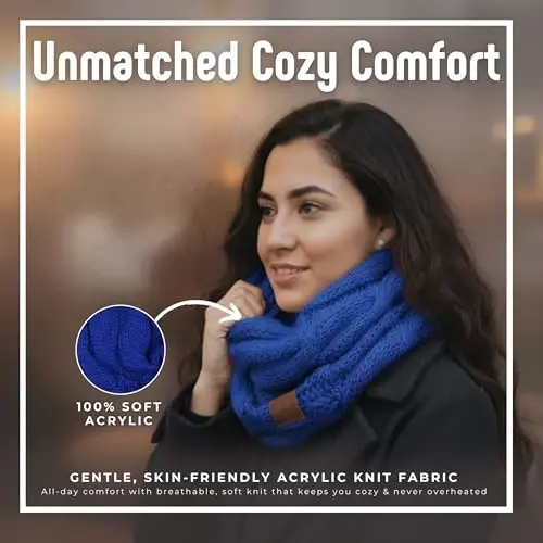 Funky Junque Cozy Ribbed Cable Knit Infinity Scarf Wrap - Mother's Day Gift - for Women - 4