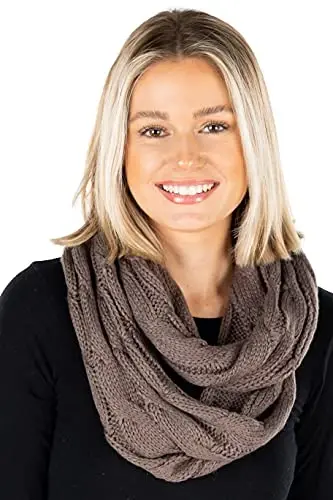 Funky Junque Cozy Ribbed Cable Knit Infinity Scarf Wrap - Mother's Day Gift - for Women 