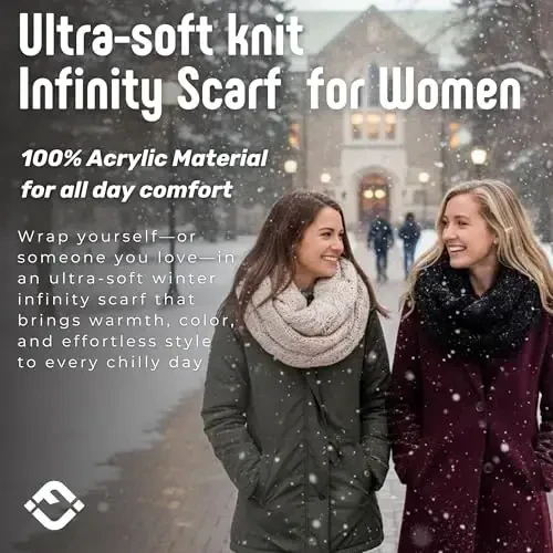 Funky Junque Cozy Ribbed Cable Knit Infinity Scarf Wrap - Mother's Day Gift - for Women - 5