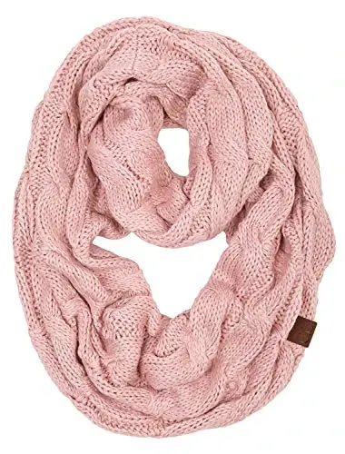 Funky Junque Cozy Ribbed Cable Knit Infinity Scarf Wrap - Mother's Day Gift - for Women 