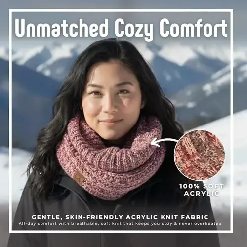 Funky Junque Cozy Ribbed Cable Knit Infinity Scarf Wrap - Mother's Day Gift - for Women - FUNKY (1)