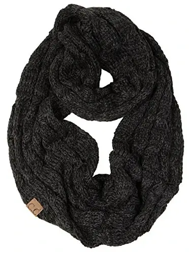 Funky Junque Cozy Ribbed Cable Knit Infinity Scarf Wrap - Mother's Day Gift - for Women 