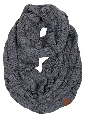 Funky Junque Cozy Ribbed Cable Knit Infinity Scarf Wrap - Mother's Day Gift - for Women 