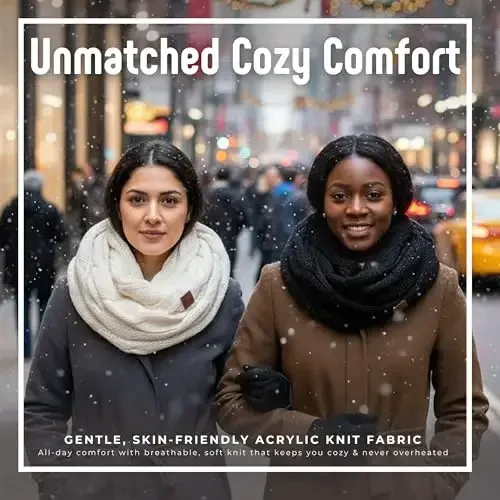 Funky Junque Cozy Ribbed Cable Knit Infinity Scarf Wrap - Mother's Day Gift - for Women - 2