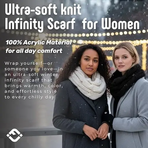 Funky Junque Cozy Ribbed Cable Knit Infinity Scarf Wrap - Mother's Day Gift - for Women - 5
