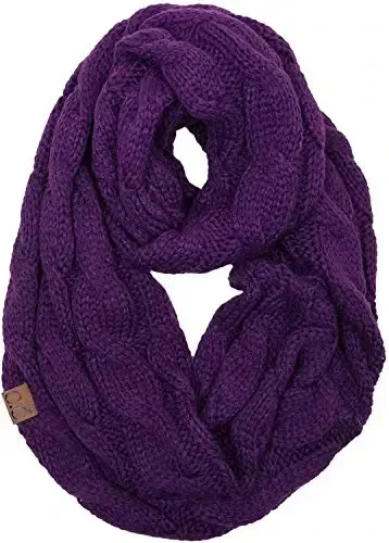 Funky Junque Cozy Ribbed Cable Knit Infinity Scarf Wrap - Mother's Day Gift - for Women 