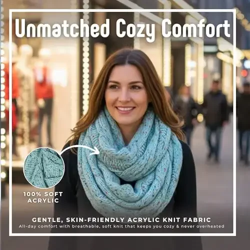 Funky Junque Cozy Ribbed Cable Knit Infinity Scarf Wrap - Mother's Day Gift - for Women - 3