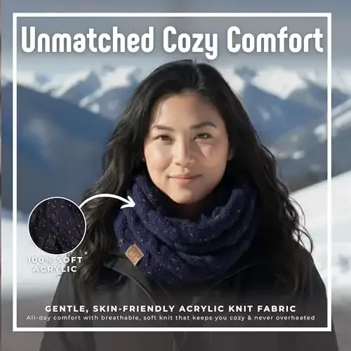 Funky Junque Cozy Ribbed Cable Knit Infinity Scarf Wrap - Mother's Day Gift - for Women - 3