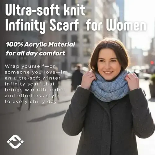Funky Junque Cozy Ribbed Cable Knit Infinity Scarf Wrap - Mother's Day Gift - for Women - FUNKY (1)