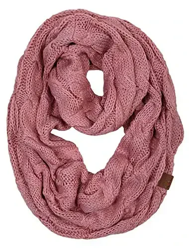 Funky Junque Cozy Ribbed Cable Knit Infinity Scarf Wrap - Mother's Day Gift - for Women - 1