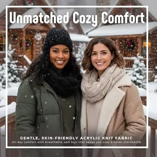 Funky Junque Cozy Ribbed Cable Knit Infinity Scarf Wrap - Mother's Day Gift - for Women - 6