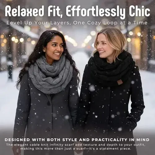 Funky Junque Infinity Scarf for Women – Oversized Chunky Winter Scarf, Colorful Fall Scarves, Soft Sweater Wrap Cozy Style - 6