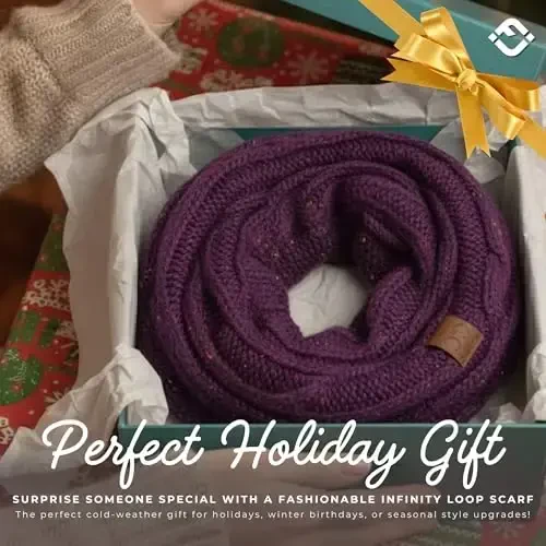 Funky Junque Cozy Ribbed Cable Knit Infinity Scarf Wrap - Mother's Day Gift - for Women - 6