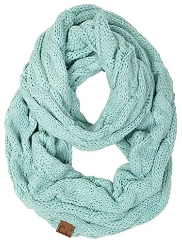 Funky Junque Cozy Ribbed Cable Knit Infinity Scarf Wrap - Mother's Day Gift - for Women 
