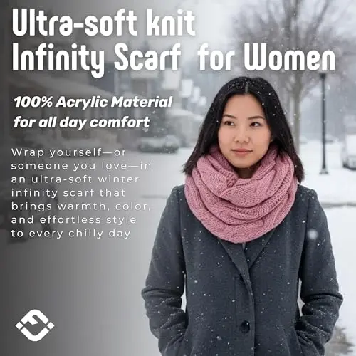 Funky Junque Infinity Scarf for Women – Oversized Chunky Winter Scarf, Colorful Fall Scarves, Soft Sweater Wrap Cozy Style - 2