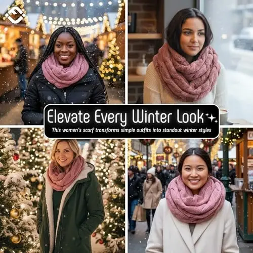 Funky Junque Infinity Scarf for Women – Oversized Chunky Winter Scarf, Colorful Fall Scarves, Soft Sweater Wrap Cozy Style - 5