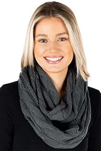 Funky Junque Cozy Ribbed Cable Knit Infinity Scarf Wrap - Mother's Day Gift - for Women 
