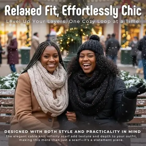 Funky Junque Infinity Scarf for Women – Oversized Chunky Winter Scarf, Colorful Fall Scarves, Soft Sweater Wrap Cozy Style - 2