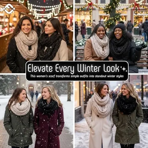 Funky Junque Infinity Scarf for Women – Oversized Chunky Winter Scarf, Colorful Fall Scarves, Soft Sweater Wrap Cozy Style - 6