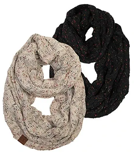 Funky Junque Cozy Ribbed Cable Knit Infinity Scarf Wrap - Mother's Day Gift - for Women - 1