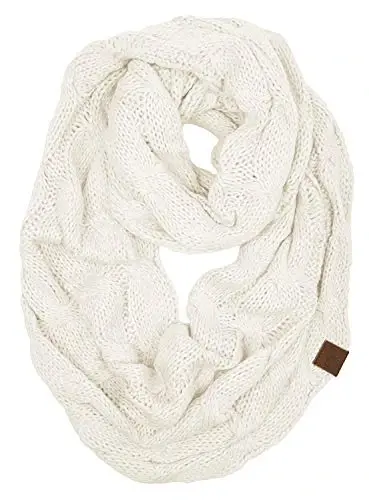 Funky Junque Cozy Ribbed Cable Knit Infinity Scarf Wrap - Mother's Day Gift - for Women 