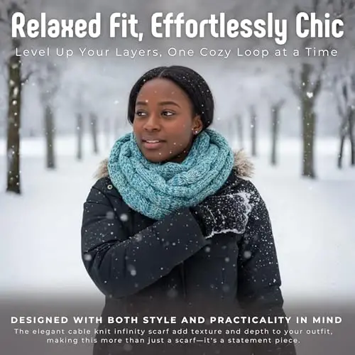 Funky Junque Infinity Scarf for Women – Oversized Chunky Winter Scarf, Colorful Fall Scarves, Soft Sweater Wrap Cozy Style - 4