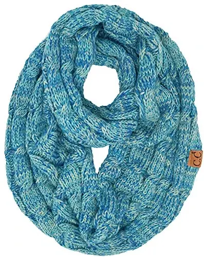 Funky Junque Cozy Ribbed Cable Knit Infinity Scarf Wrap - Mother's Day Gift - for Women 