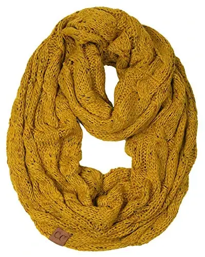 Funky Junque Cozy Ribbed Cable Knit Infinity Scarf Wrap - Mother's Day Gift - for Women 