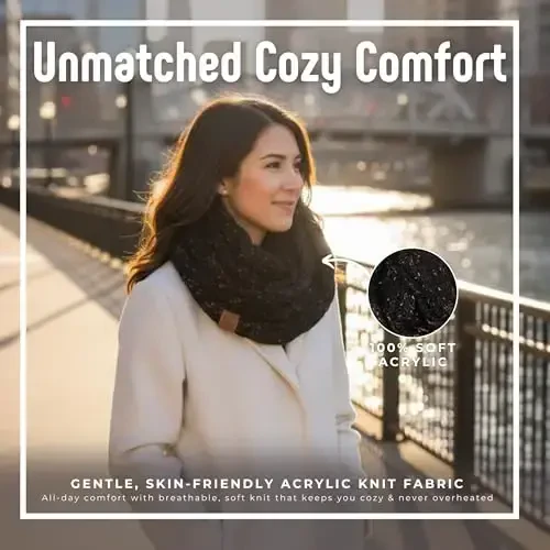 Funky Junque Cozy Ribbed Cable Knit Infinity Scarf Wrap - Mother's Day Gift - for Women - 3