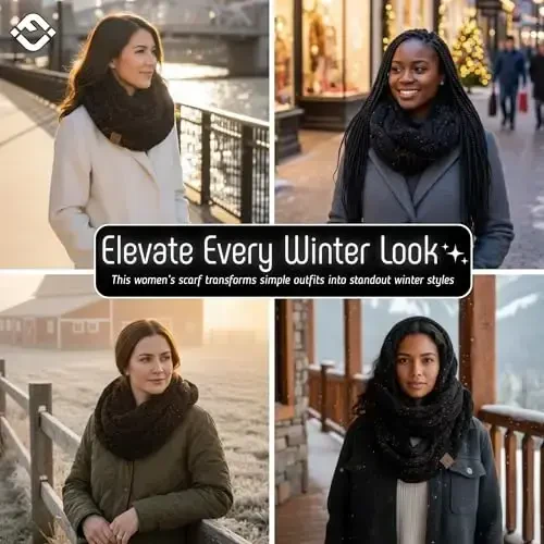 Funky Junque Cozy Ribbed Cable Knit Infinity Scarf Wrap - Mother's Day Gift - for Women - 5