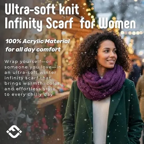 Funky Junque Infinity Scarf for Women – Oversized Chunky Winter Scarf, Colorful Fall Scarves, Soft Sweater Wrap Cozy Style - 2