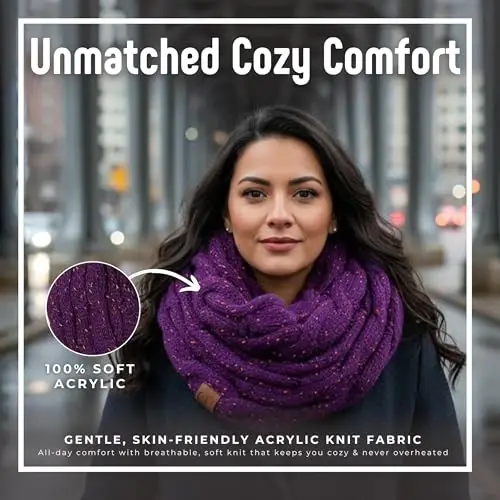 Funky Junque Infinity Scarf for Women – Oversized Chunky Winter Scarf, Colorful Fall Scarves, Soft Sweater Wrap Cozy Style - 3