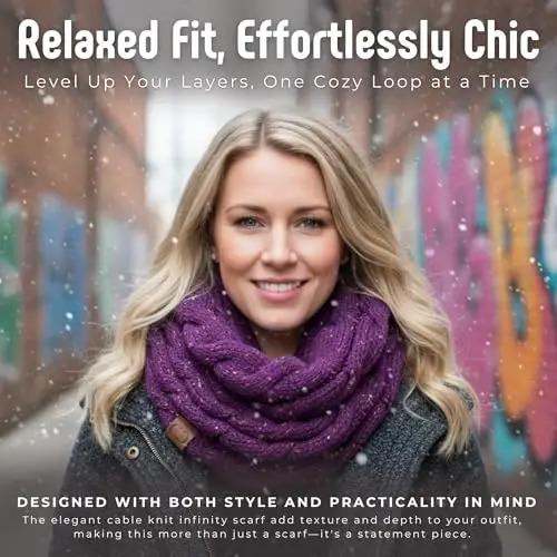 Funky Junque Infinity Scarf for Women – Oversized Chunky Winter Scarf, Colorful Fall Scarves, Soft Sweater Wrap Cozy Style - 4