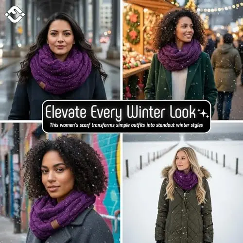 Funky Junque Infinity Scarf for Women – Oversized Chunky Winter Scarf, Colorful Fall Scarves, Soft Sweater Wrap Cozy Style - 5