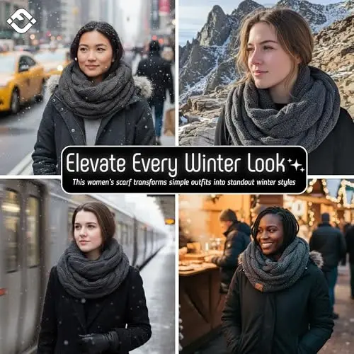 Funky Junque Infinity Scarf for Women – Oversized Chunky Winter Scarf, Colorful Fall Scarves, Soft Sweater Wrap Cozy Style - 5