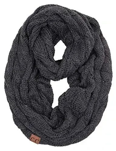 Funky Junque Cozy Ribbed Cable Knit Infinity Scarf Wrap - Mother's Day Gift - for Women 