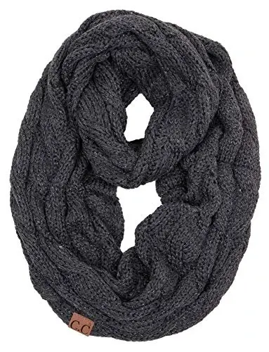 Funky Junque Cozy Ribbed Cable Knit Infinity Scarf Wrap - Mother's Day Gift - for Women - FUNKY