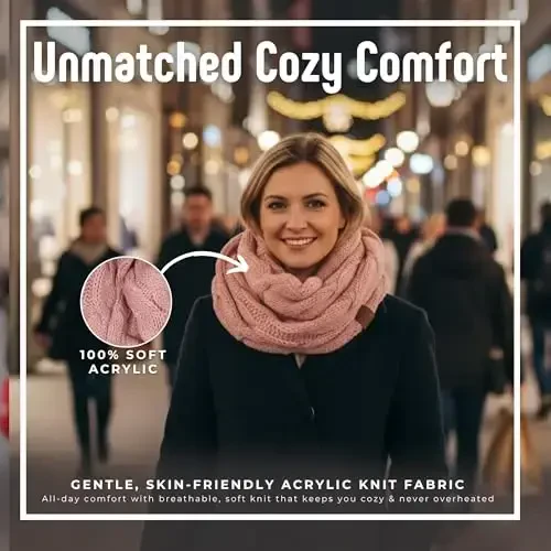 Funky Junque Infinity Scarf for Women – Oversized Chunky Winter Scarf, Colorful Fall Scarves, Soft Sweater Wrap Cozy Style - 4