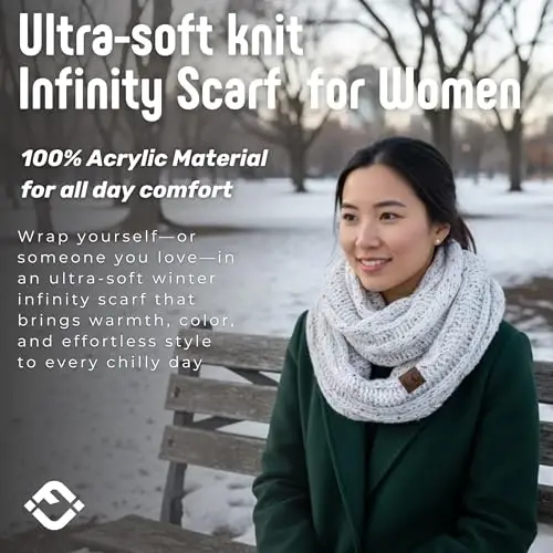 Funky Junque Infinity Scarf for Women – Oversized Chunky Winter Scarf, Colorful Fall Scarves, Soft Sweater Wrap Cozy Style 